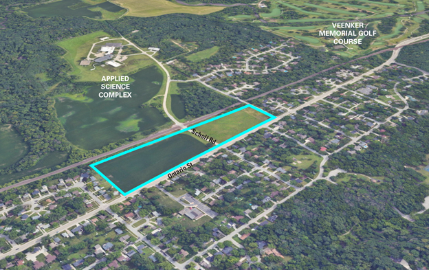Satellite view of the Ontario/Scholl Rd Property
